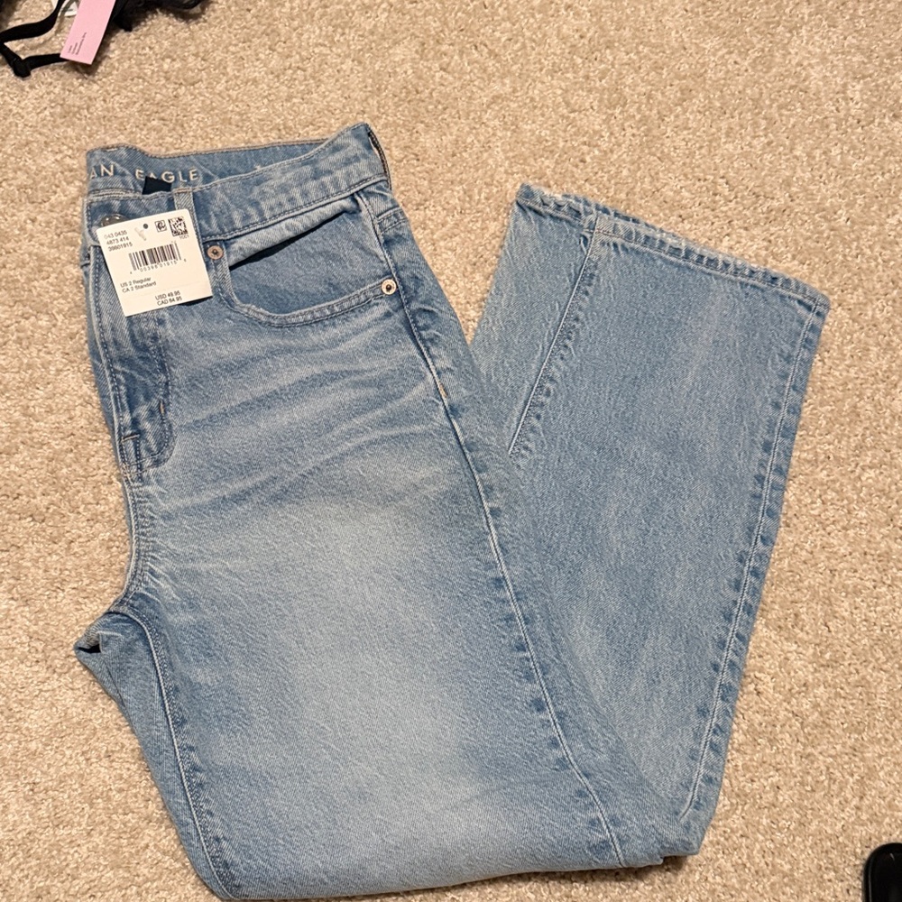 American Eagle Light Blue Denim Jacket w. Tag super high rise Ankle Straight